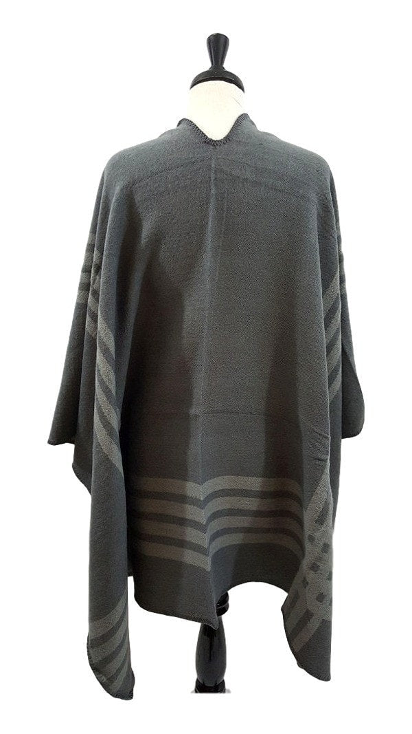 Striped blanket ruana | Orange Scarf