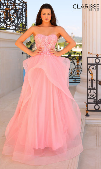 Clarisse Dress 8063 Satin Beaded A-Line Gown | Prom 2020| 3 Colors