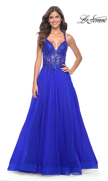 Royal Blue Sweet Heart Dress With Detachable Trail - Moms wardrobe