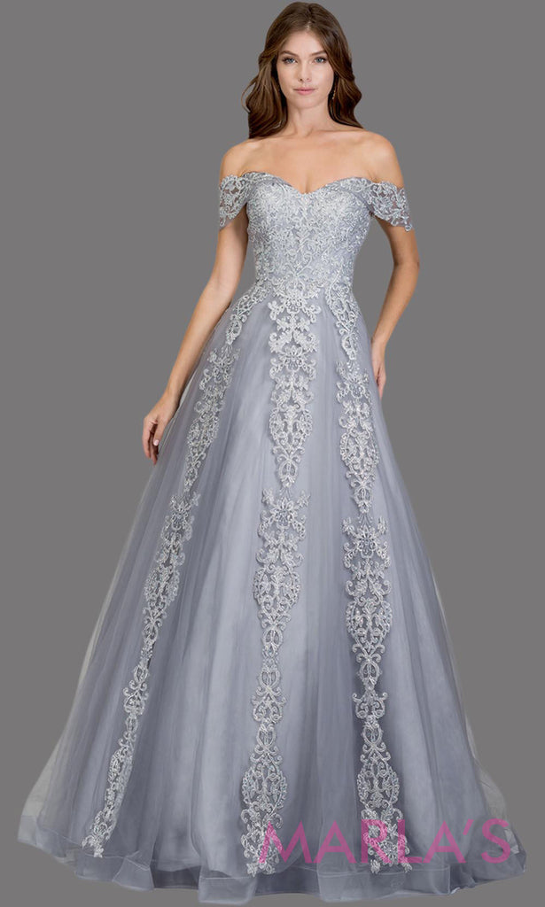 silver gray ball gown