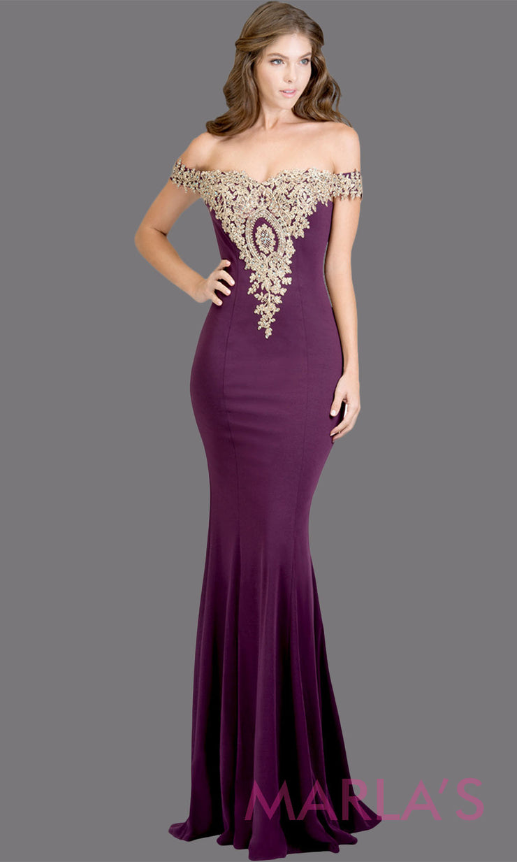 dark purple and gold dress