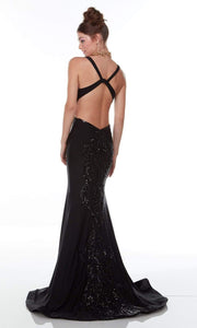 Alyce Paris - 61163 Bodycon Plunging Long Gown In Black