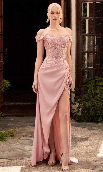 Formal Dress: 7064. Long, Off The Shoulder, Straight, Closed Back