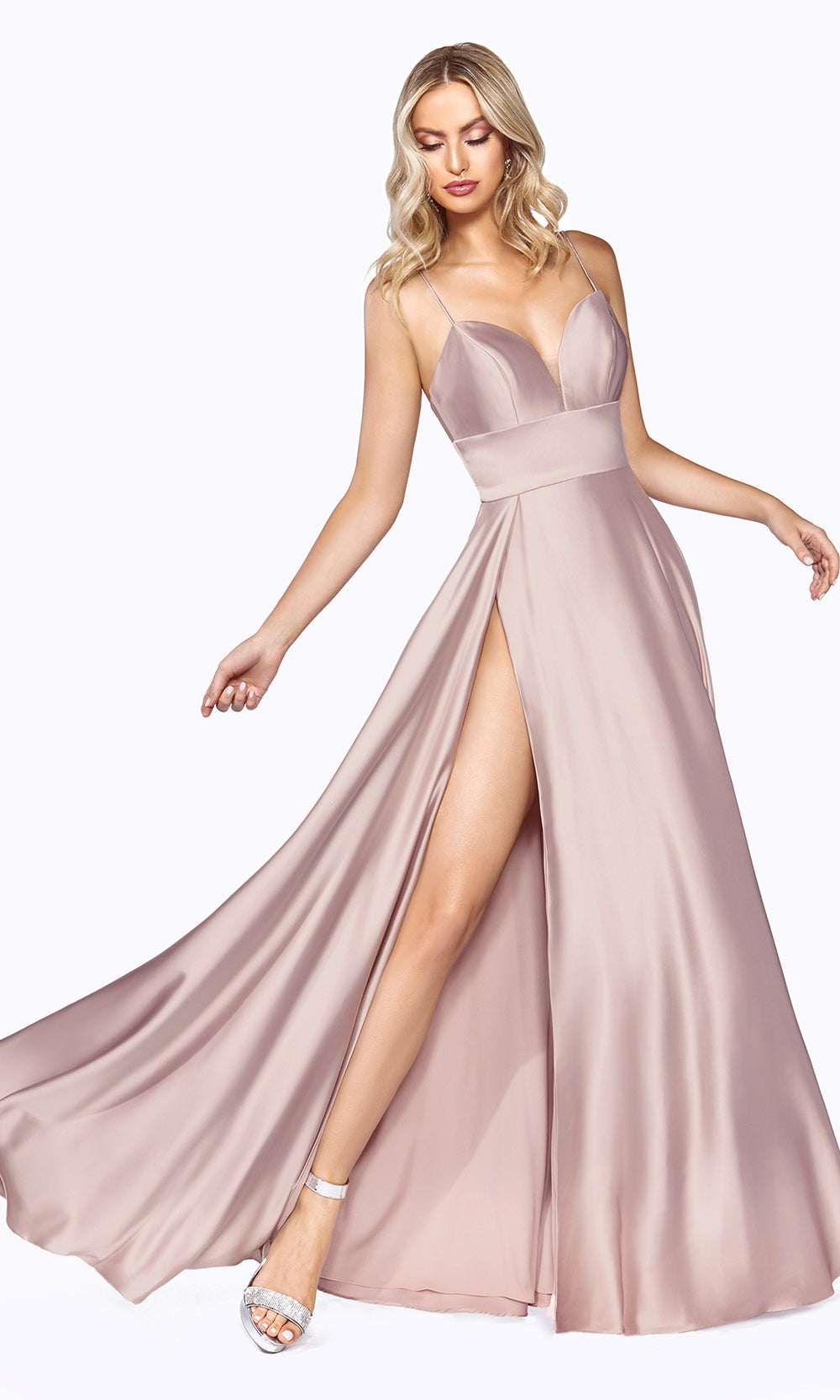 Cinderella Divine CJ523 Long Blush Pink Bridesmaid Evening Party Dress