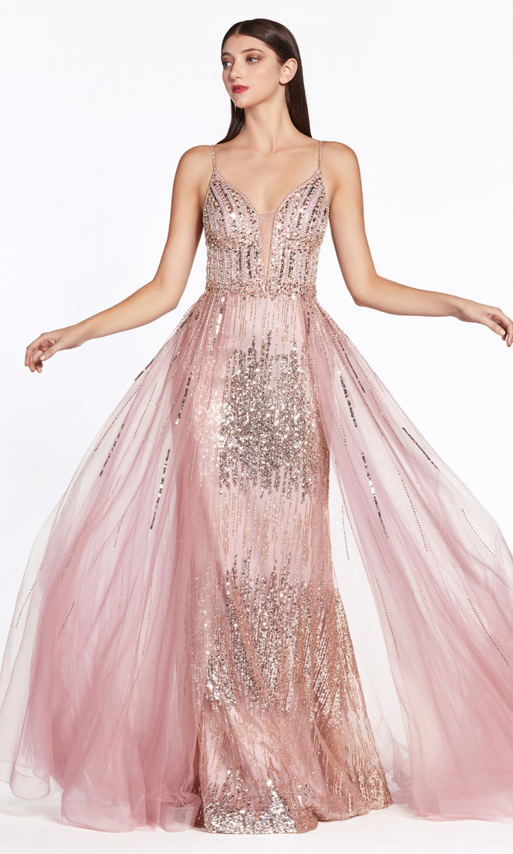 Cinderella Divine CR841 Rose Gold Sequin Engagement Dress|Prom|Beaded ...