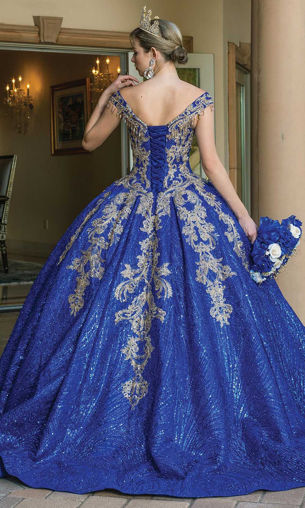 Royal Blue Dancing Queen - 1636 Dangling Beads Embellished Gown | Long ...