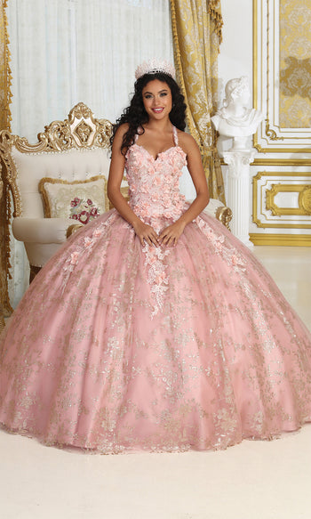 Layla K LK164 Juniors Womens 3D Floral Pastel Quince Ball Gown 