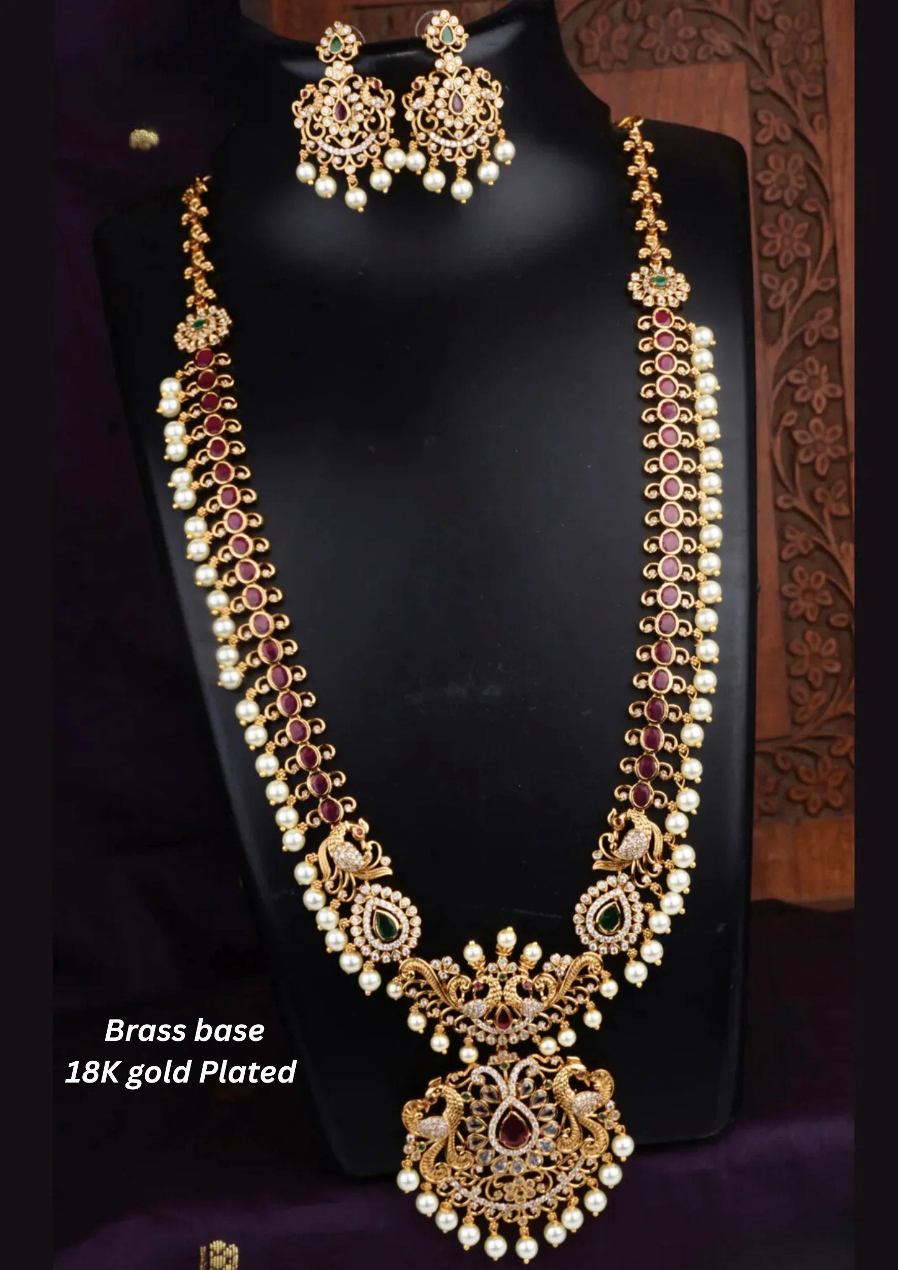 Kundan Brass Base Gold Plated Necklace With Earrings c 1017020