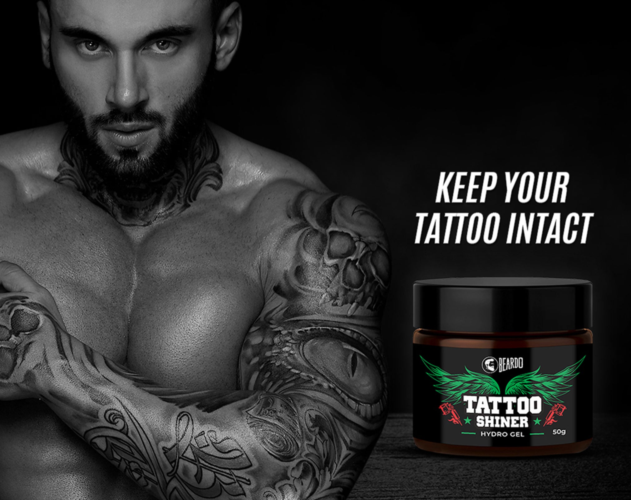 Beardo Tattoo Shiner Hydro Gel  Heals  Maintains Tattoo Ink  Tattoo  Shiner for Men  Brighten  Shine Tatoo for Men  50 g Pack of 2   Amazonin Beauty