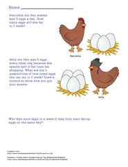 chicken math worksheets