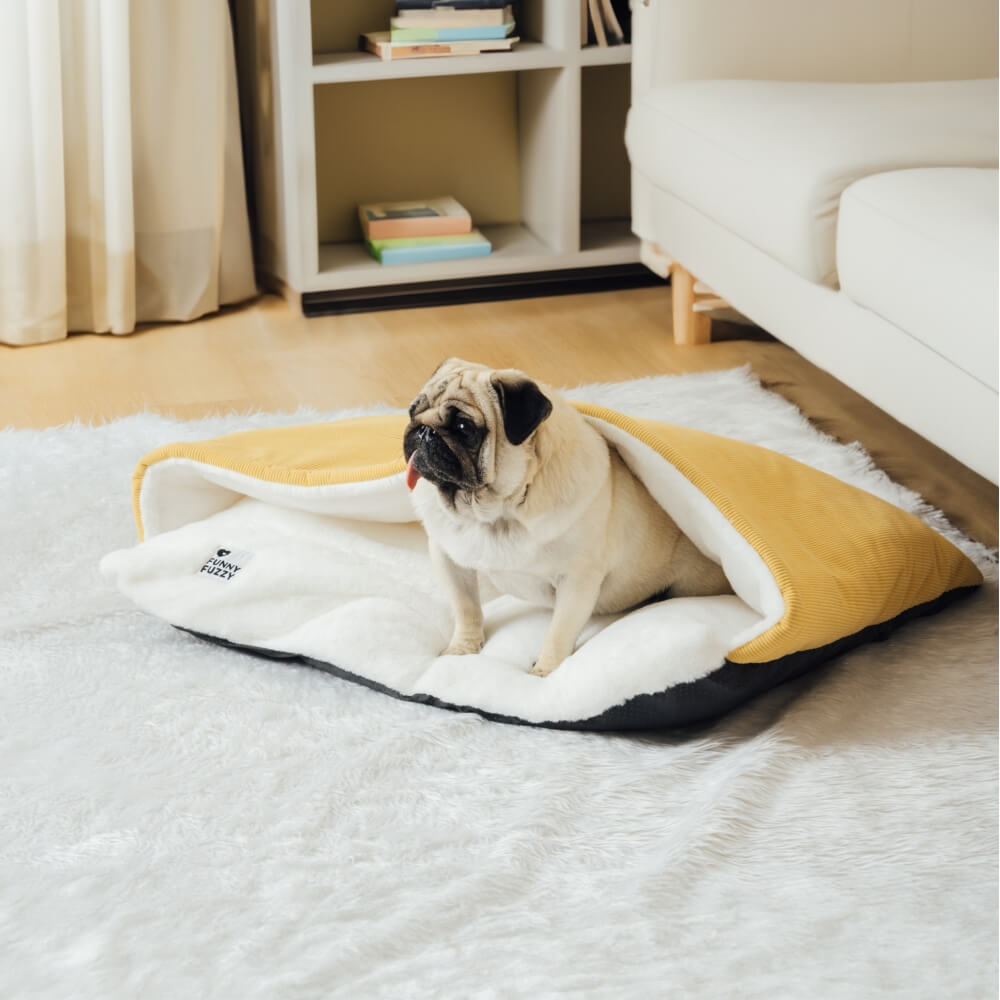 Cama para cachorro com saco de dormir extremamente macio e felpudo 7