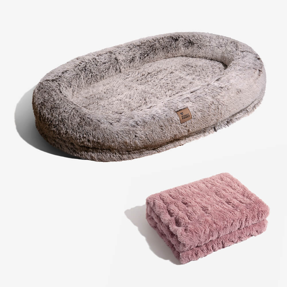 Cama humana super grande luxuosa para cachorro com cobertura macia super para animais de estimação 7