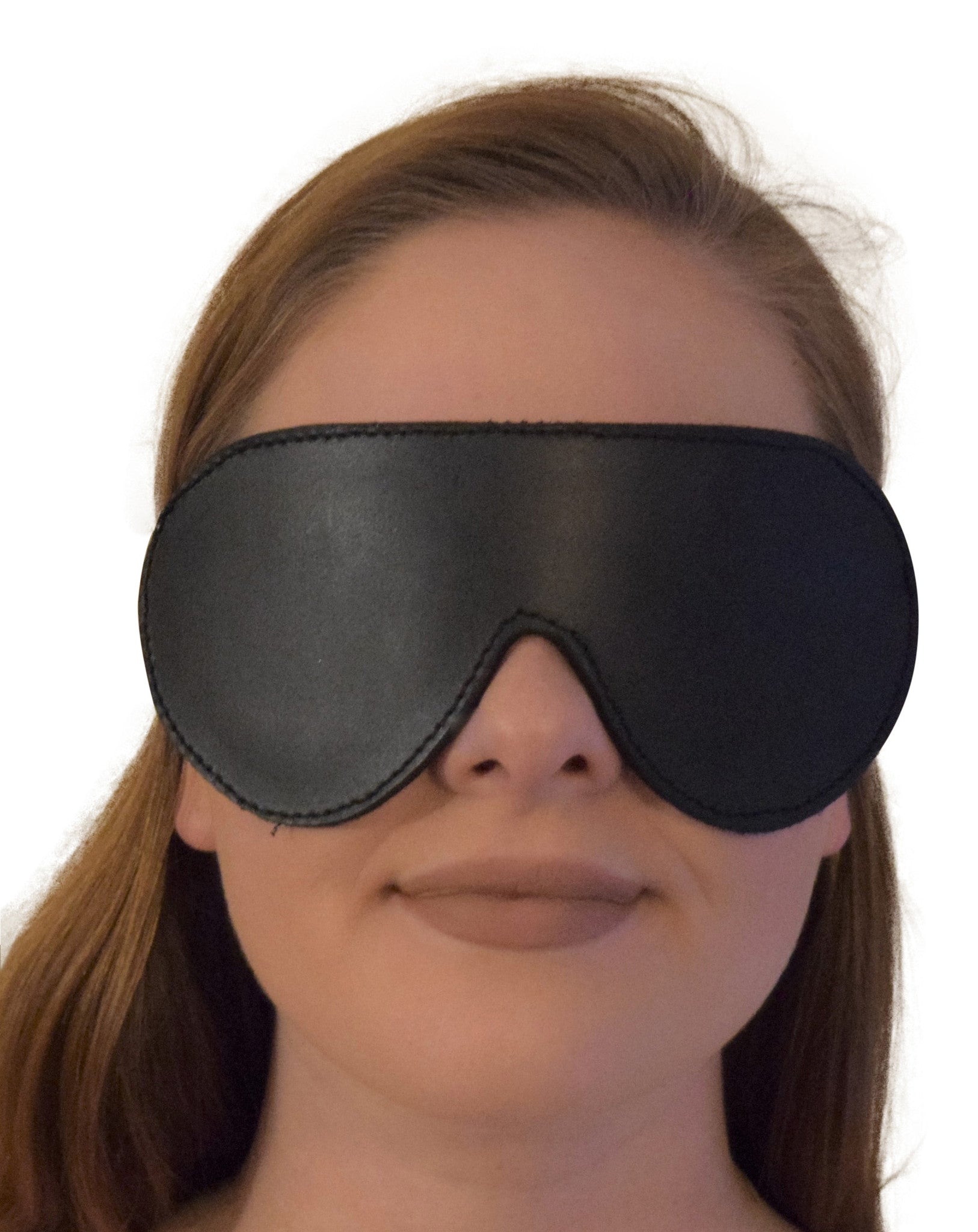 Genuine Leather Padded Eye Mask Blindfold With Elastic Strap Sade Fantasy 