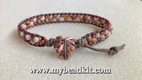 NEW! Stone & Seed Bead Leather Wrap Bracelet Kit - 4mm Mexican Crazy Lace Agate