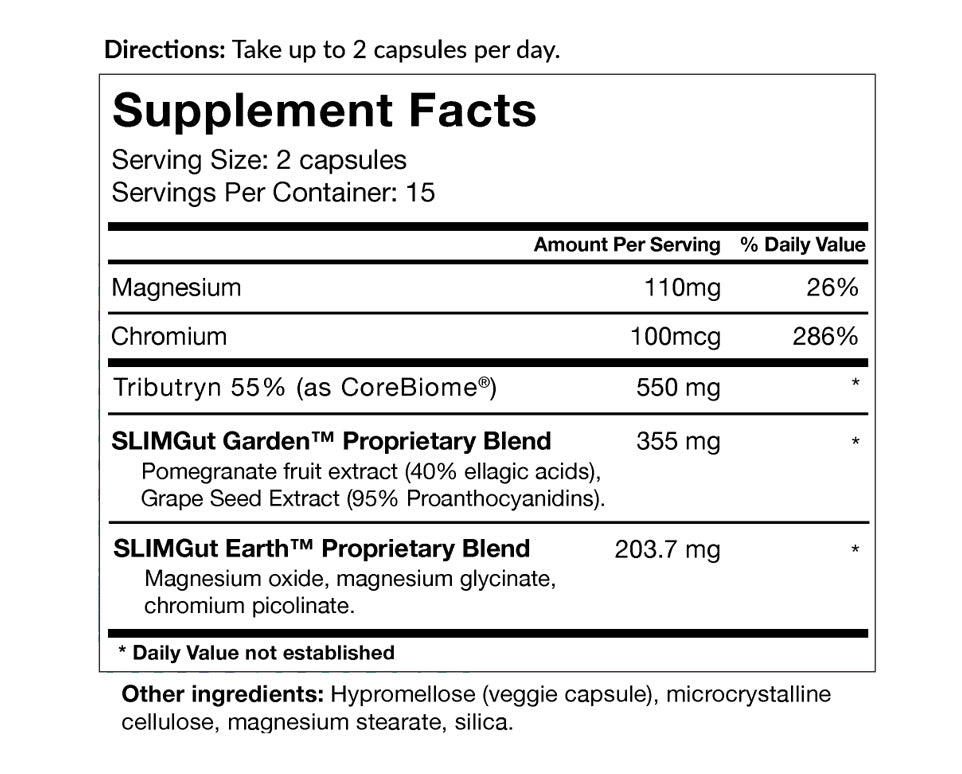 Supplement facts chart Image with large amount of text, please click text transcript link for full transcript.