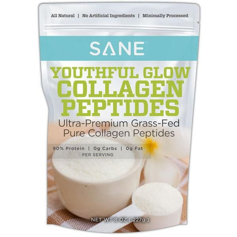 An image of a bag of SANE Youthful Glow Collagen Peptides.
