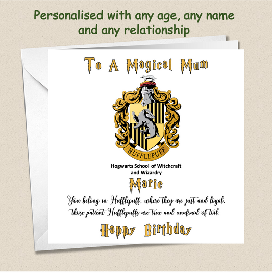 HARRY POTTER Personalised Birthday Card Inspired, Hogwarts Birthday Card