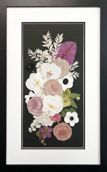 White Background Pressed Flowers In Classic Frame - DBAndrea