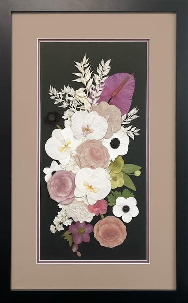 Classic Frame With Brown Backdrop Around Pressed Flowers - DBAndrea