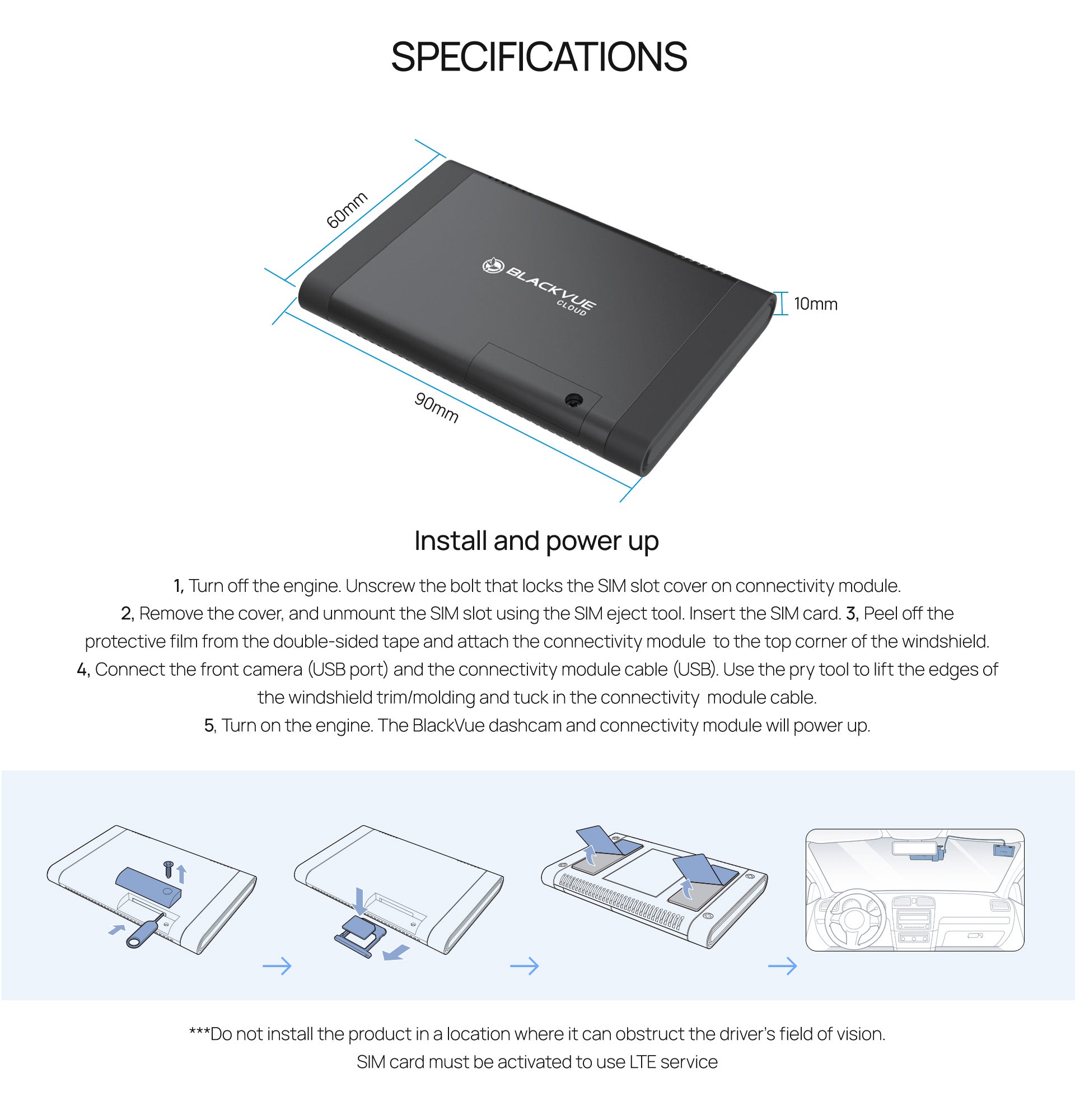 Blackvue 4G LTE Connectivity Module(CM100GLTE-GL) – MY Dashcam
