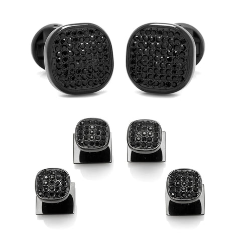 Black Gun Metal Pave Crystal Stud Set, a modern touch for black-tie events