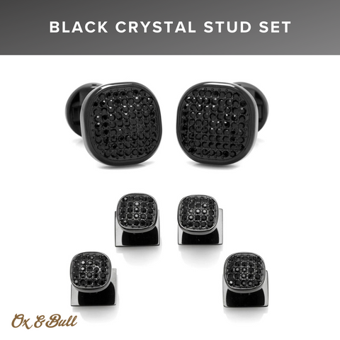 Black Pave Crystal and Black Stainless Stud Set | Ox & Bull Trading Co.
