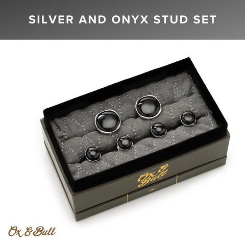 Silver and Onyx Stud Set | Ox & Bull Trading Co.