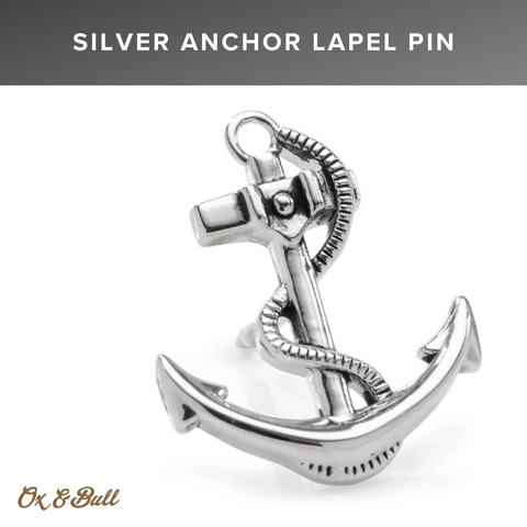 Silver Anchor Lapel Pin | Ox & Bull Trading Co.