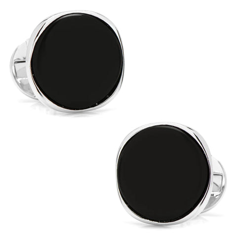 Black Onyx Cufflinks in Silver, perfect for black tie events