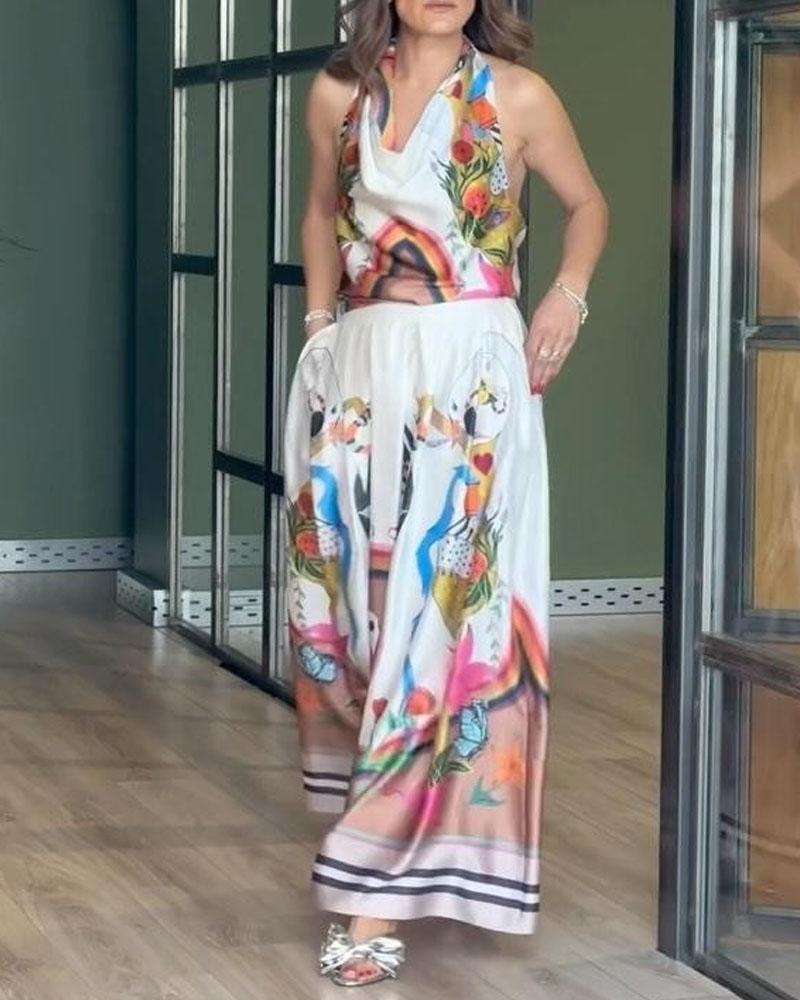 Satin Print Two Piece Set