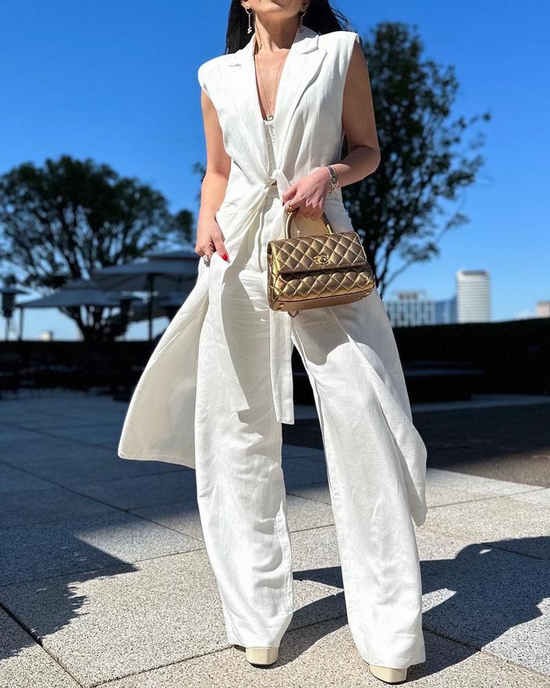 Women's Chic Long Top And Slacks Set