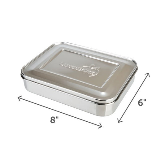 LunchBots Quad Stainless Steel 4 Compartment Bento Box Stainless