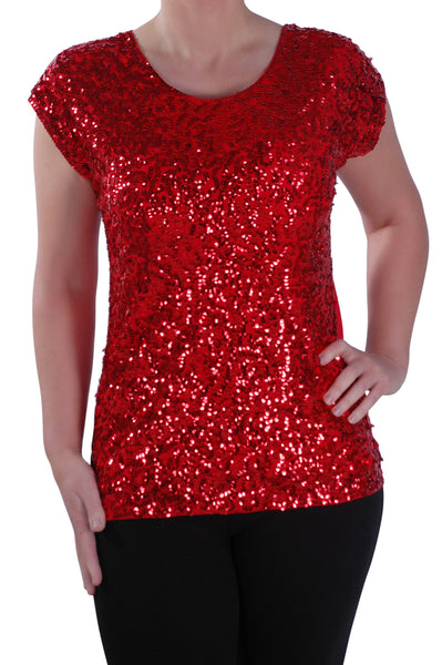 Womens Sequin Embellished Sparkle Evening Ladies Tops - EYECATCH.COM
