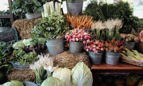 Fresh produce for sale at local community market