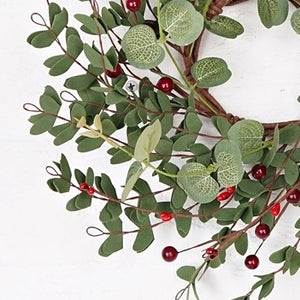 Mixed Eucalyptus with Red Berry - Wreath 14" and ring 3.5" - Luxe Lane