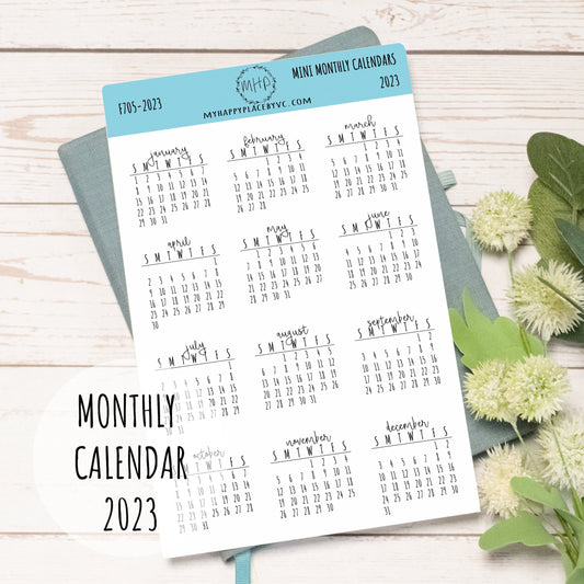 Mini 2025 Calendar Stickers for Planners and Bullet Journals, and  Homeschool Planner || F775