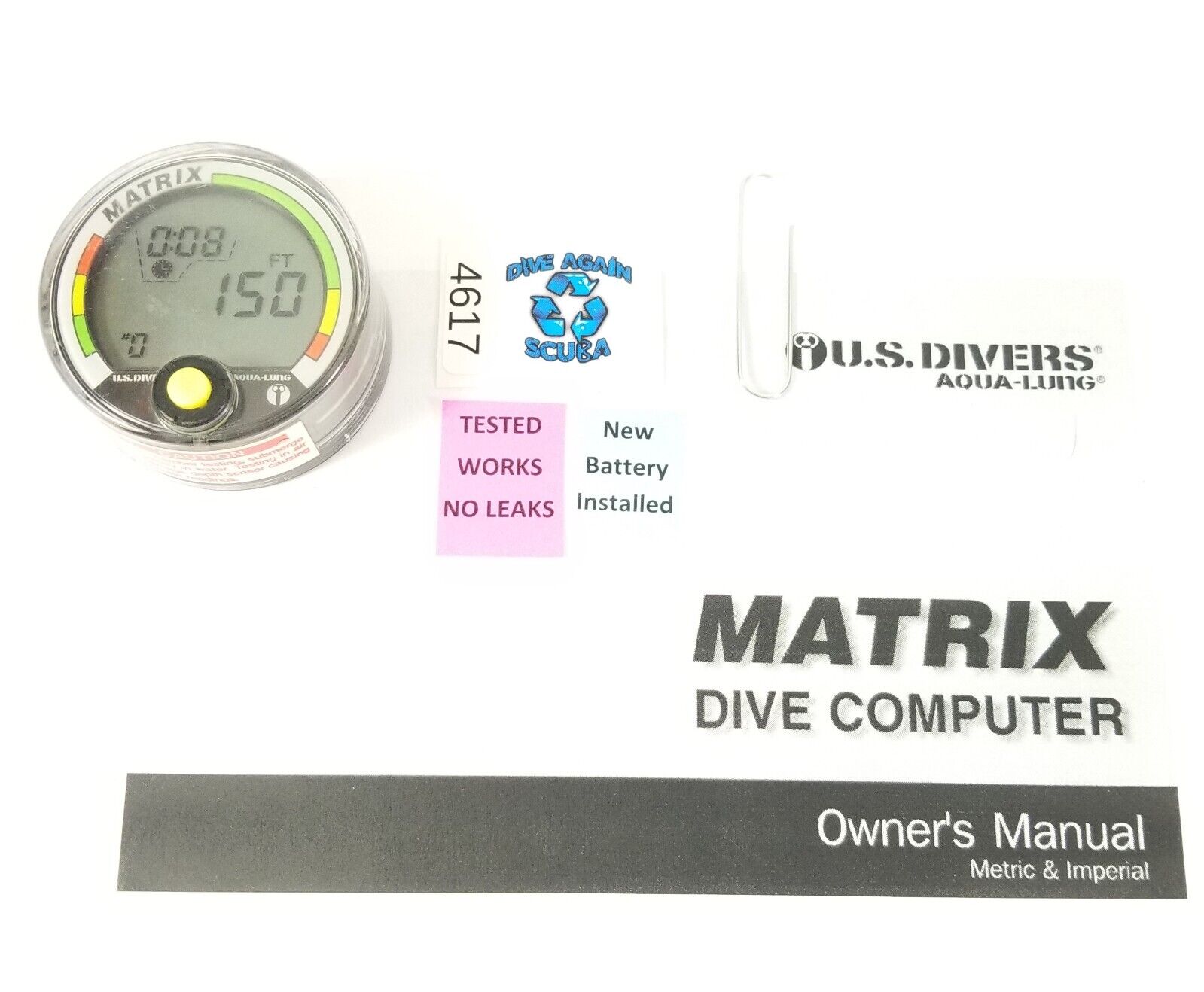 US Divers / Aqua Lung Matrix Scuba Dive Diving Computer Puck Module with Manual