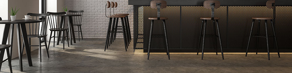 modern desing cafe furniture with barstools, dining chairs and tables