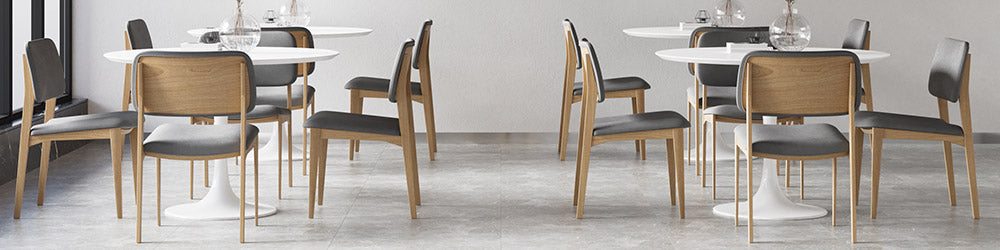 modern cafe furniture with round table and dining chairs