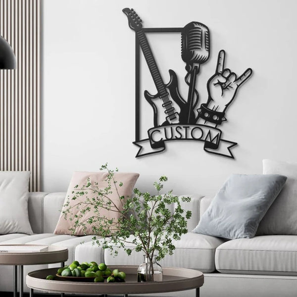 custom microphone metal wall art