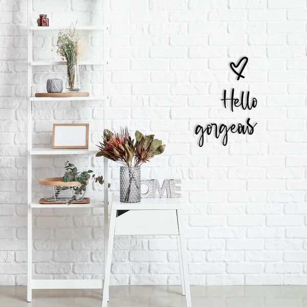 Hello Gorgeous Sign Metal Wall Decor