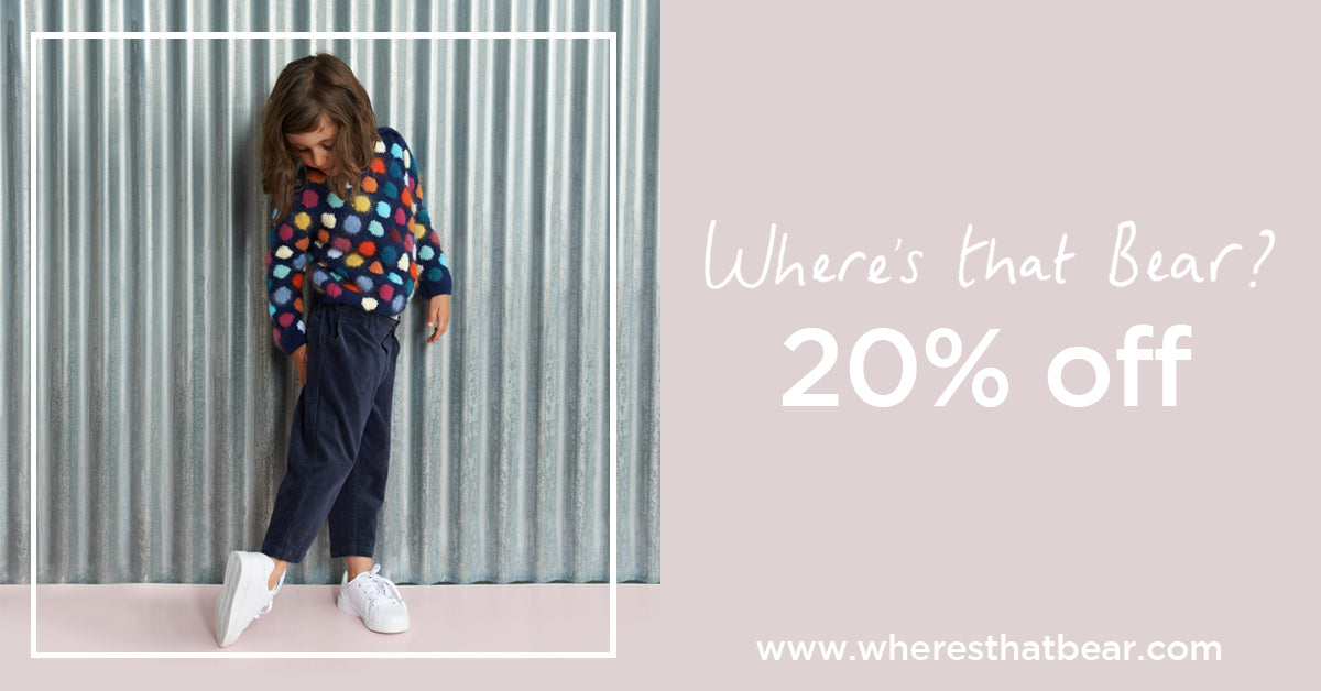 Our Autumn / Winter collection is now on sale! There's 20% off and more at www.wheresthatbear.com