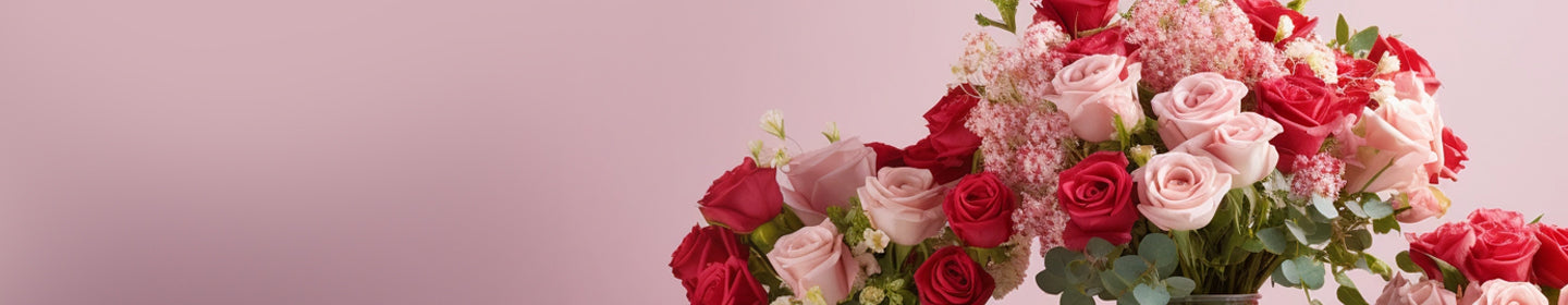 Valentine's Day flower arrangements with red and pink roses
