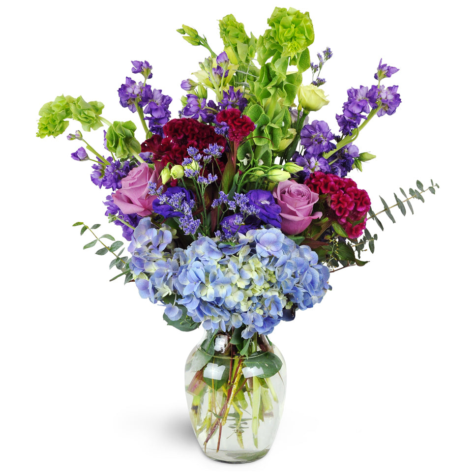 European Terrace™ - Standard. A lavish mix of roses, lisianthus, and hydrangea - this captivating arrangement is guaranteed to blow them away.