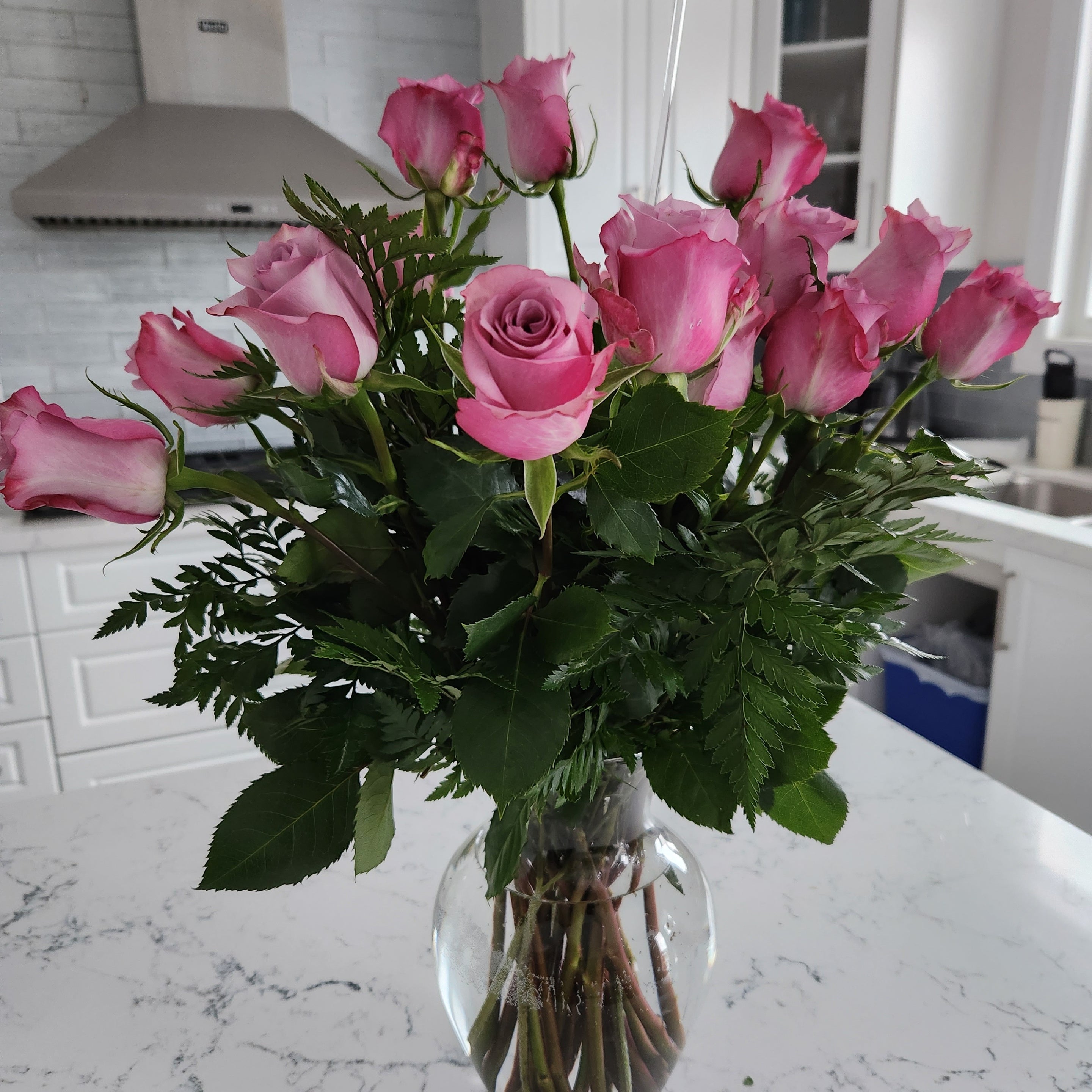 Photo from the recipient showing gratitude for Dozen Lavender Roses