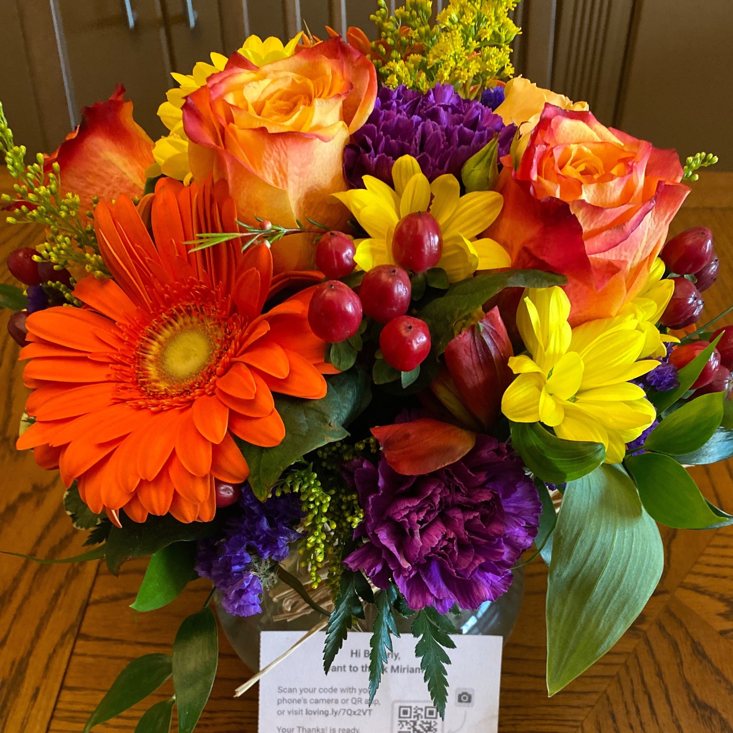 Photo from the recipient showing gratitude for Sunglow Blooms™