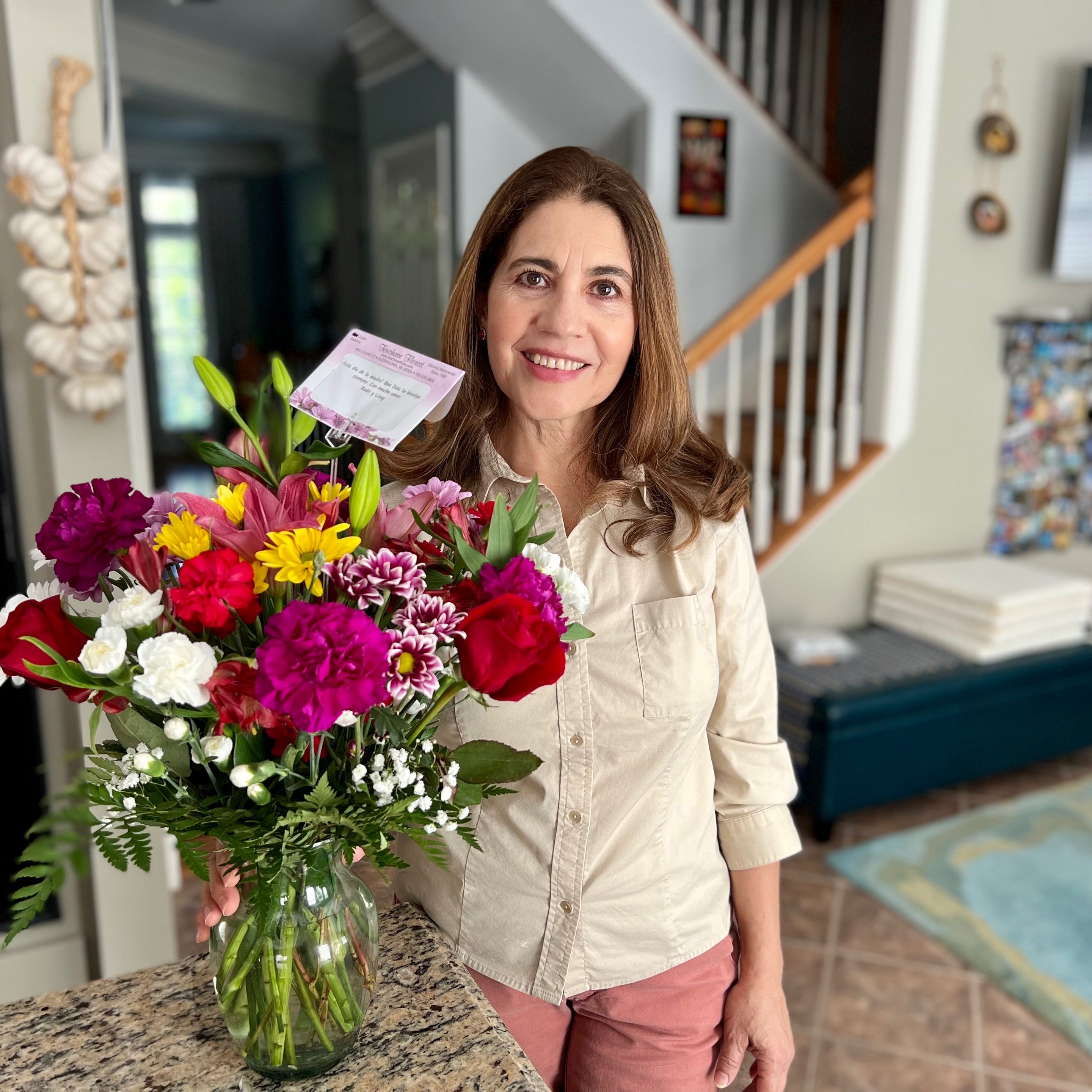 Recipient's thankful picture submission for Mother’s Day Designer Bouquet