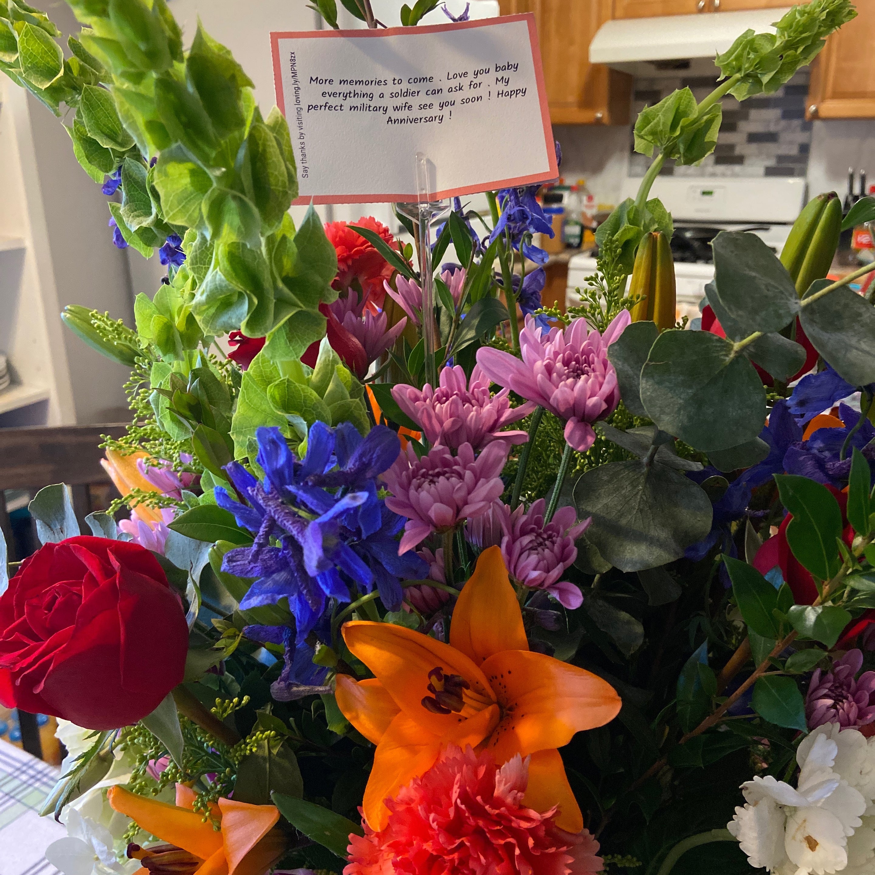 Photo from the recipient showing gratitude for Florist's Choice for Romance
