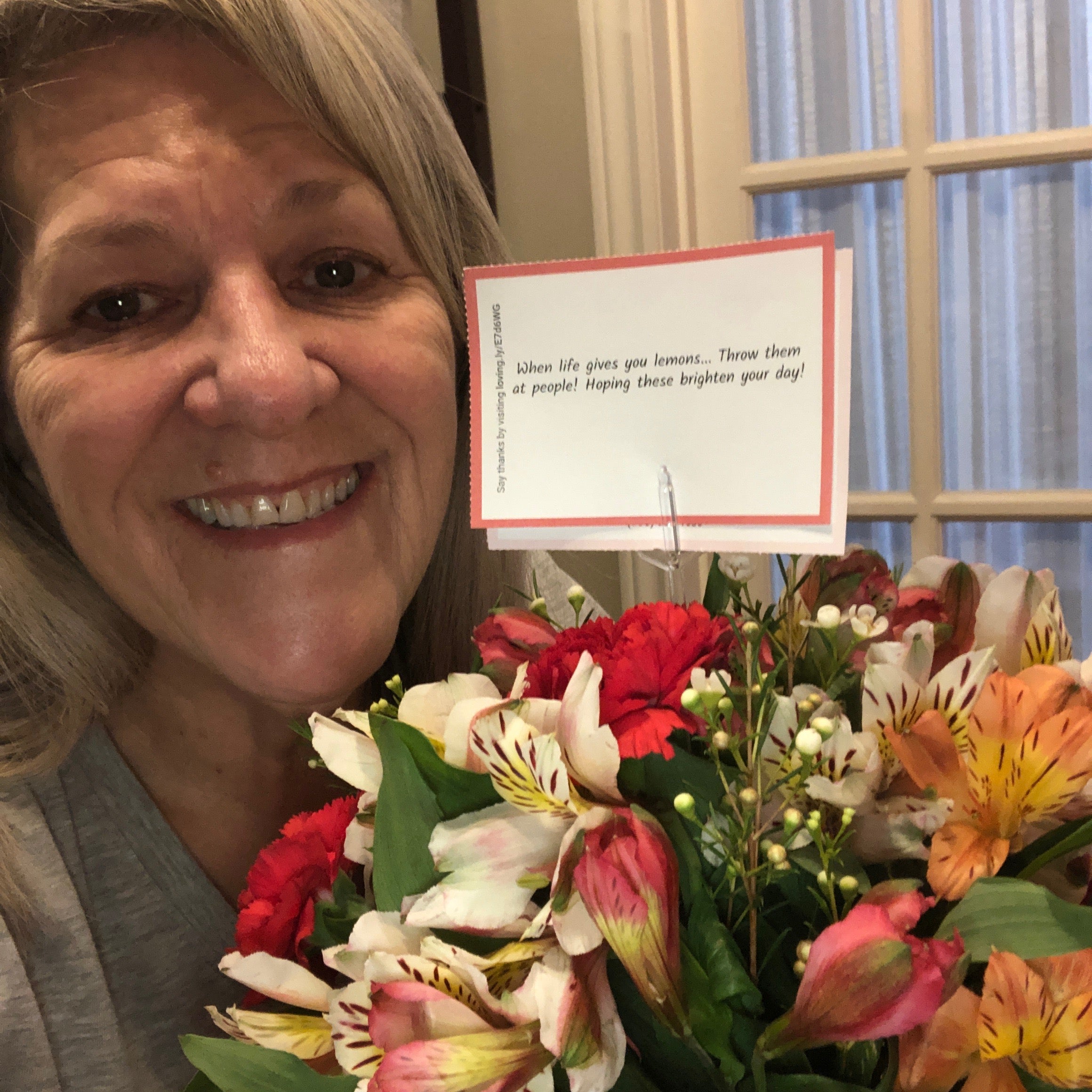 Submitted image of a grateful recipient for Perfect Peruvian Lilies