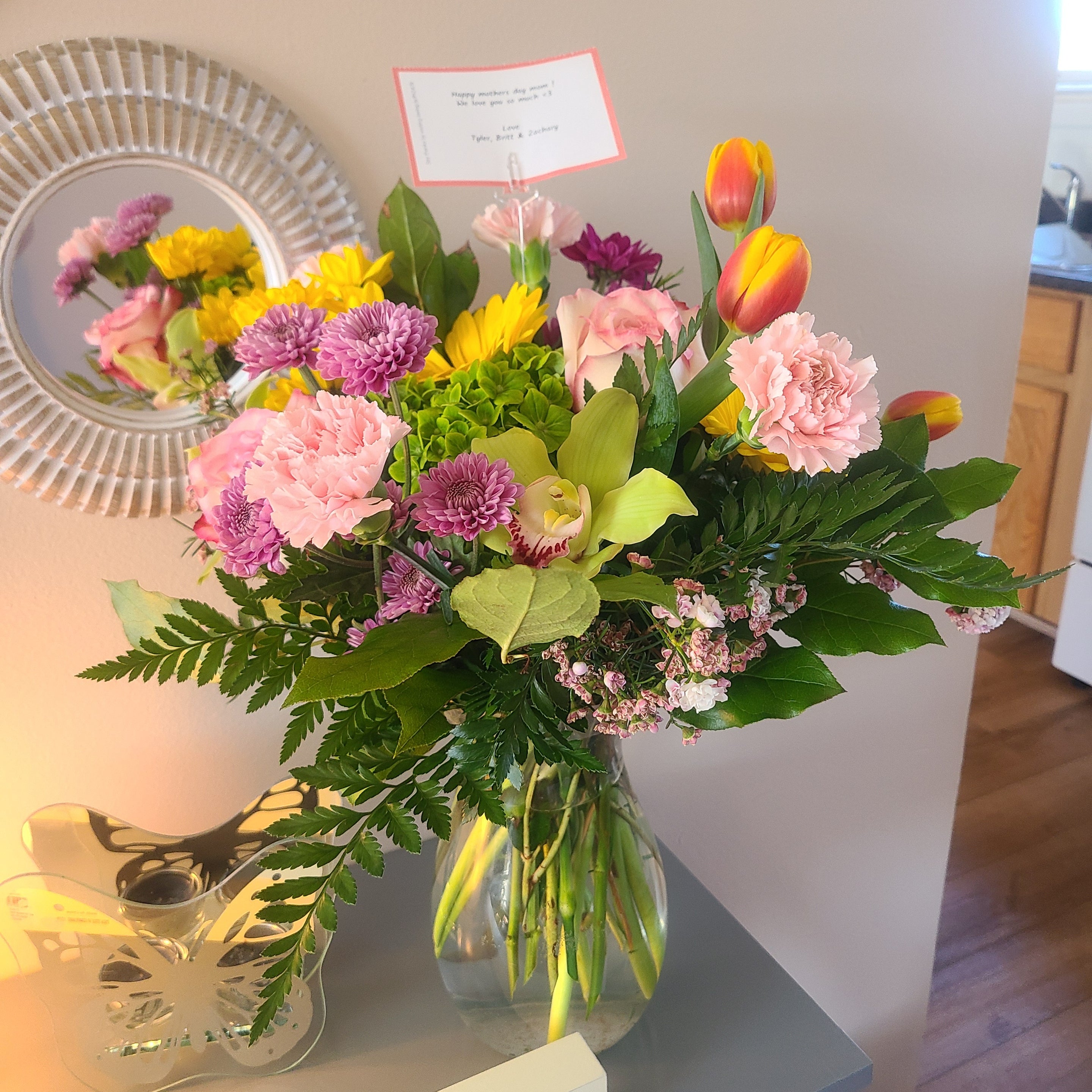 Photo sent by the recipient as a thank-you for Mother’s Day Designer Bouquet
